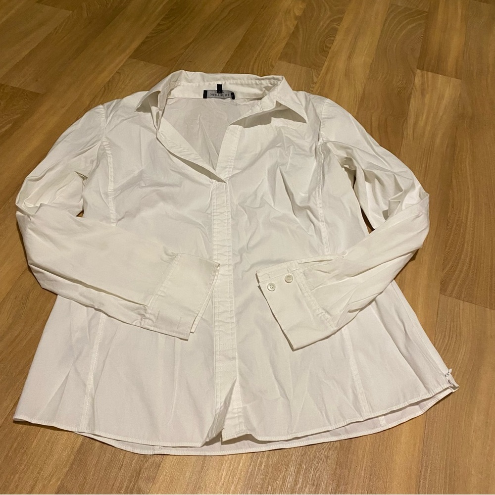 Lafayette 148 Stretch Pop Over White Blouse | 8
